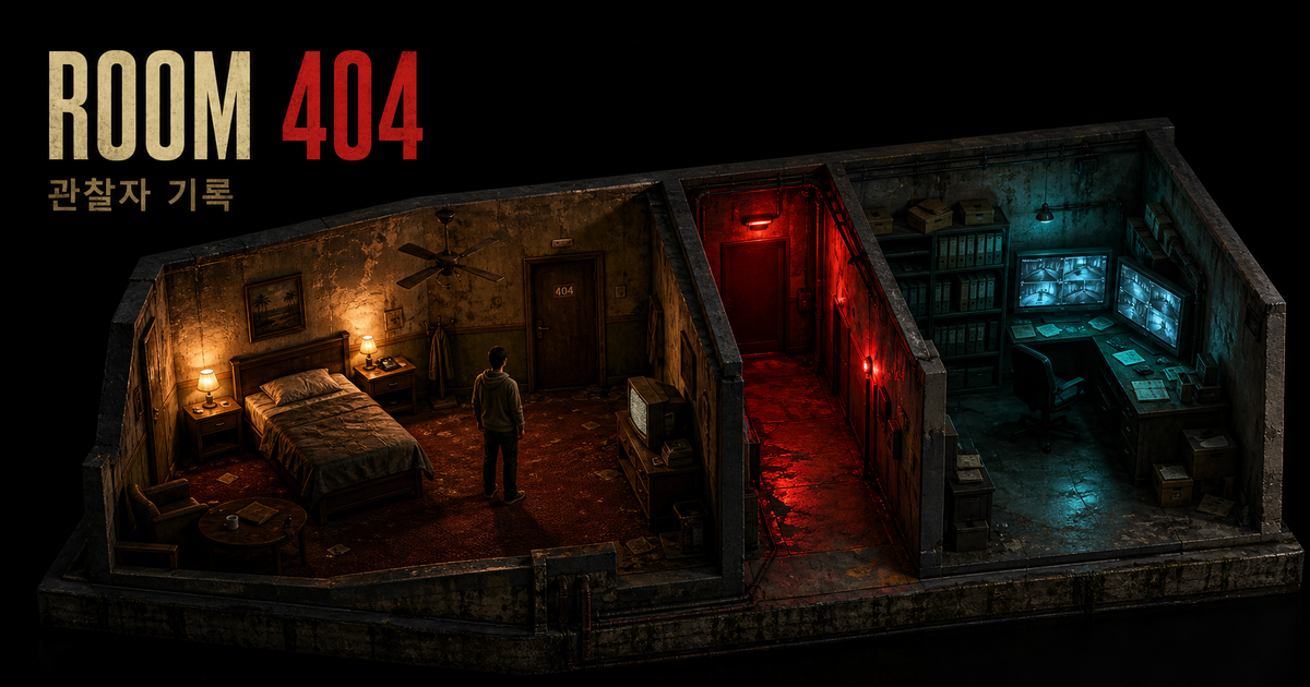 ROOM 404의 객실, 복도와 감시실이 연결된 공간